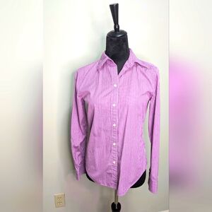 LAUREN Ralph Lauren sz small bright purple striped long sleeve button up shirt
